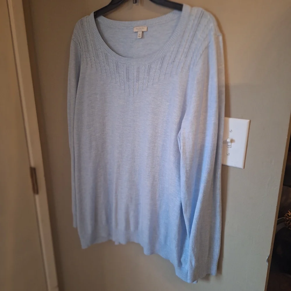 Talbots Light Powder Heather Blue Women's Sweater 2X